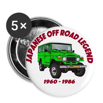Japanische Offroad Legende grün - Buttons groß 56 mm (5er Pack) - Weiß - Vorne