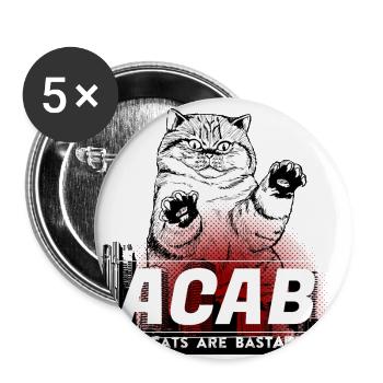 All Cats Are Bastards - ACAB - Buttons groß 56 mm (5er Pack) - Weiß - Vorne