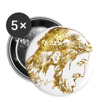 Jesus Goldglaube - Buttons groß 56 mm (5er Pack) - Weiß - Vorne
