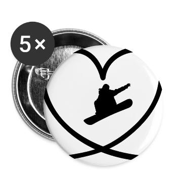I love snowboarding - Buttons large 2.2''/56 mm (5-pack) - white - Front