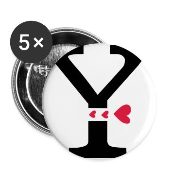 Capital letter Y with hearts - Buttons large 2.2''/56 mm (5-pack) - white - Front