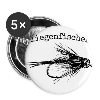 Fliegenfischen - Buttons groß 56 mm (5er Pack) - Weiß - Vorne