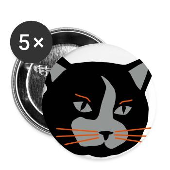 Cat - Buttons groß 56 mm (5er Pack) - Weiß - Vorne