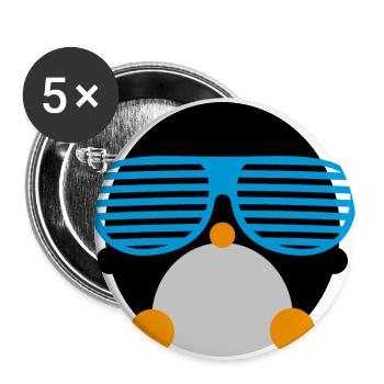 penguin with glasses - Buttons large 2.2''/56 mm (5-pack) - white - Front