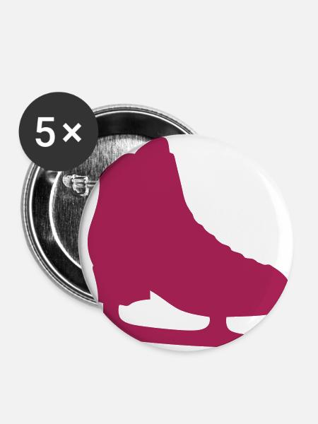Schlittschuh-Eisschuhfigur - Buttons groß 56 mm (5er Pack) - Weiß