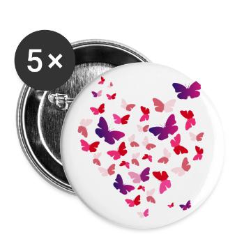 Schmetterlinge Schmetterling Butterfly - Buttons groß 56 mm (5er Pack) - Weiß - Vorne