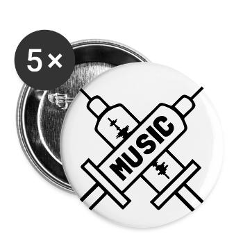 Music Is My Drug - Love Music - Straight Edge - Lot de 5 grands badges (56 mm) - blanc - Devant