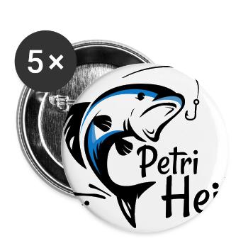 Fisch Petri Heil - Buttons groß 56 mm (5er Pack) - Weiß - Vorne