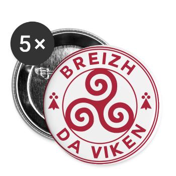 Breizh da viken 3 - Lot de 5 grands badges (56 mm) - blanc - Devant