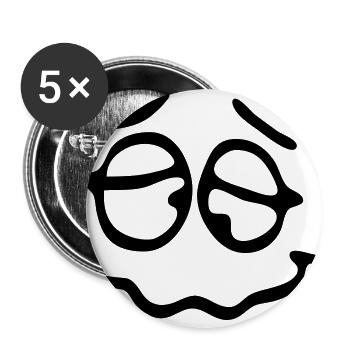 Funny Face, Cartoon Face, Trickfilm, Smiley - Lot de 5 grands badges (56 mm) - blanc - Devant