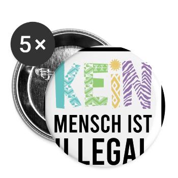 Kein Mensch ist illegal - Buttons groß 56 mm (5er Pack) - Weiß - Vorne
