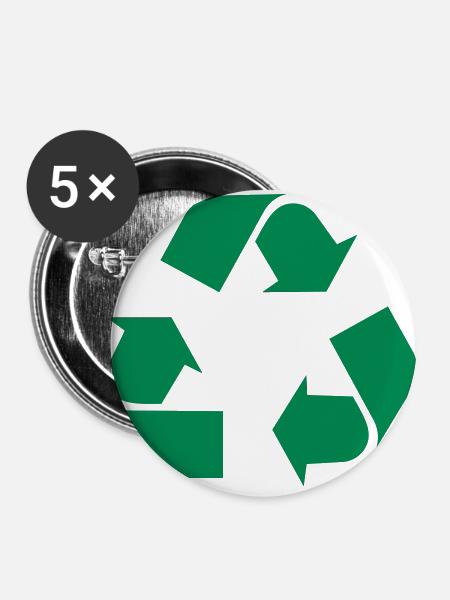 Recycle - Buttons groß 56 mm (5er Pack) - Weiß
