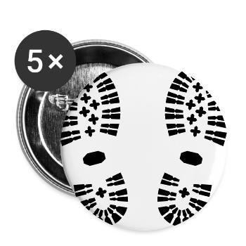 Footprints, hiking (super cheap) - Buttons large 2.2''/56 mm (5-pack) - white - Front