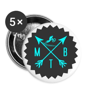 MTB downhill mountain bike ribbon, banners, shapes - Buttons large 2.2''/56 mm (5-pack) - white - Front