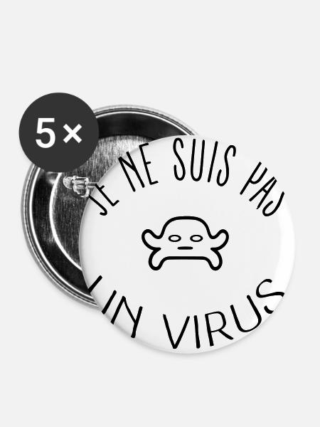Ich bin kein Virus - Buttons groß 56 mm (5er Pack) - Weiß
