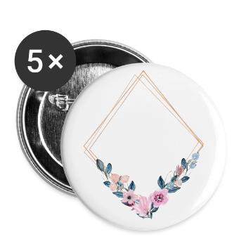 Fleurs triangulaires personnalisables - Lot de 5 grands badges (56 mm) - blanc - Devant