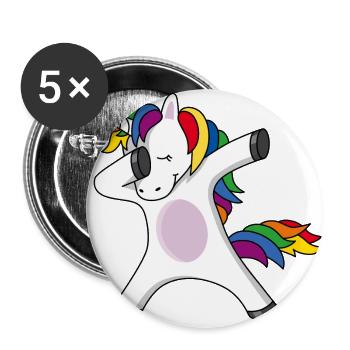 Tamponner licorne licorne tamponner cheval arc-en-ciel - Lot de 5 grands badges (56 mm) - blanc - Devant