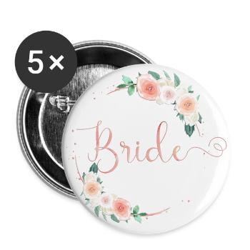 Pastel half wreath 2 team bride 1 - Buttons large 2.2''/56 mm (5-pack) - white - Front