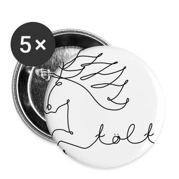 Islandpferd one line - Buttons groß 56 mm (5er Pack) - Weiß - Vorne