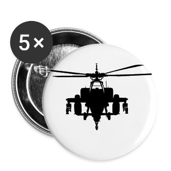 AH 64 Apache Hubschrauber, military helicopters - Buttons groß 56 mm (5er Pack) - Weiß - Vorne
