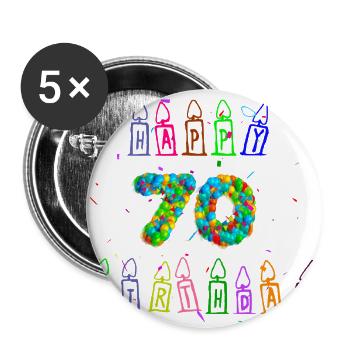 Idée cadeau 70e anniversaire, cadeau d’anniversaire - Lot de 5 grands badges (56 mm) - blanc - Devant