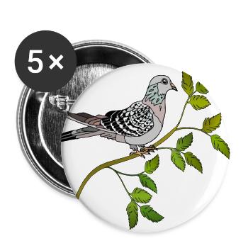 Vogel - Buttons groß 56 mm (5er Pack) - Weiß - Vorne