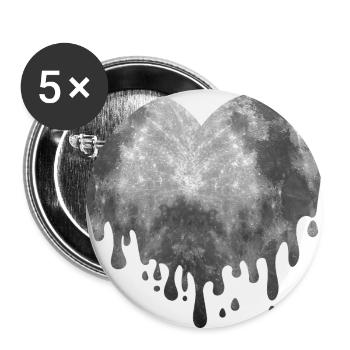 Schmelzendes Mond Herz Vollmond - Buttons groß 56 mm (5er Pack) - Weiß - Vorne