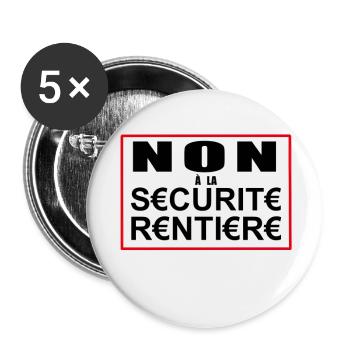 NON à la sécurité rentière - Anti CT motos - Lot de 5 grands badges (56 mm) - blanc - Devant