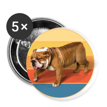 Bulldogge Hunderasse Vintage Retro Sonnenuntergang - Buttons groß 56 mm (5er Pack) - Weiß - Vorne