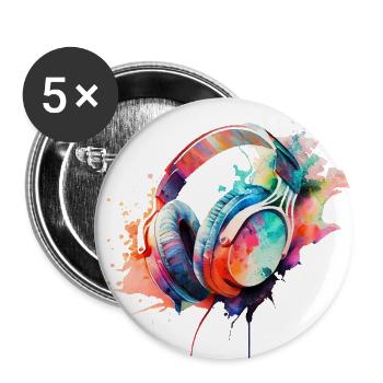Dynamic Quad of Colorful Headphones - Buttons large 2.2''/56 mm (5-pack) - white - Front
