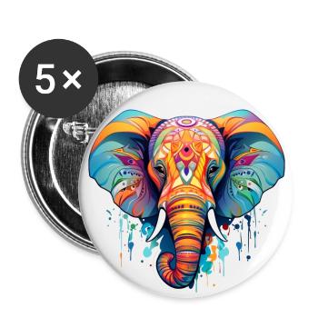 colorful elephant - Buttons large 2.2''/56 mm (5-pack) - white - Front