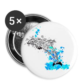 Dolphinn GeomeTRIX bunt - Buttons groß 56 mm (5er Pack) - Weiß - Vorne