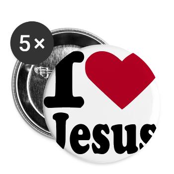 I love Jesus - Buttons groß 56 mm (5er Pack) - Weiß - Vorne