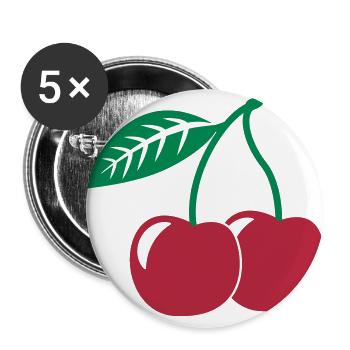 Kirsche, 2fb - Buttons groß 56 mm (5er Pack) - Weiß - Vorne