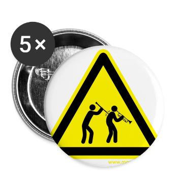 Gefahrenschild Klarinette - Buttons groß 56 mm (5er Pack) - Weiß - Vorne