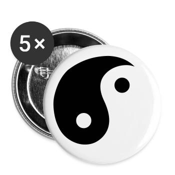 Yin & Yang - Buttons groß 56 mm (5er Pack) - Weiß - Vorne