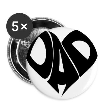 Heart Dad Papa Father 1c - Buttons large 2.2''/56 mm (5-pack) - white - Front