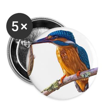 kingfisher eisvogel - Buttons groß 56 mm (5er Pack) - Weiß - Vorne