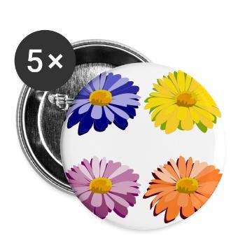Blumen - Buttons groß 56 mm (5er Pack) - Weiß - Vorne