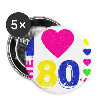 Disco.I love the 80's. 80's Style. 80's Music - Buttons large 2.2''/56 mm (5-pack) - white - Front