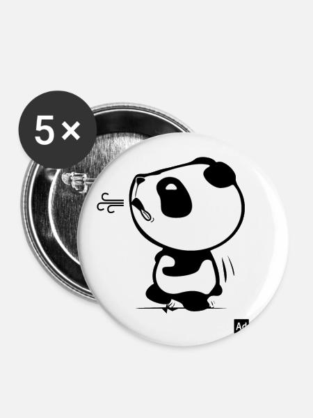 Panda Run - Buttons groß 56 mm (5er Pack) - Weiß