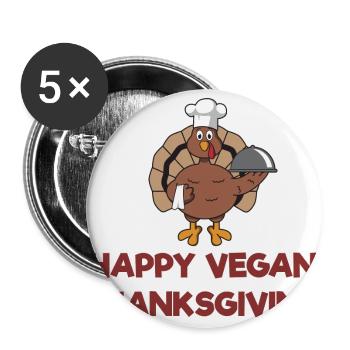 Joyeux cadeau végétarien de Thanksgiving de Turquie - Lot de 5 grands badges (56 mm) - blanc - Devant