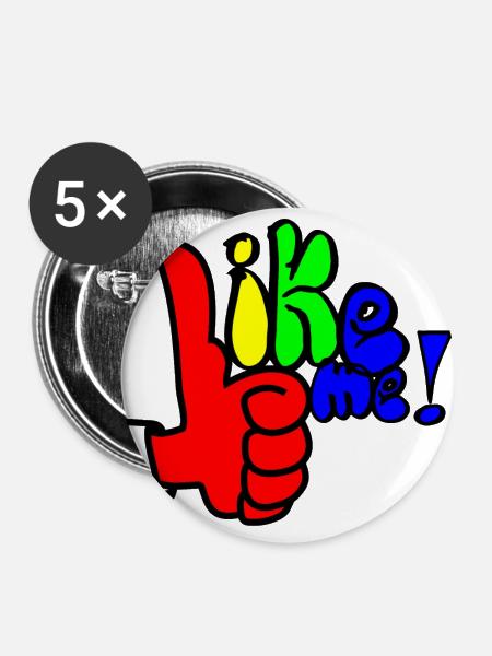 like me Regenbogen - Buttons groß 56 mm (5er Pack) - Weiß