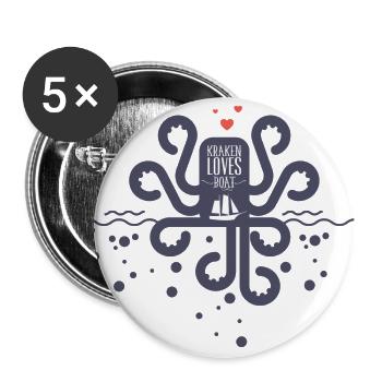 LOVE BOATS - Kraken Octopus Tintenfisch Shirt - Buttons large 2.2''/56 mm (5-pack) - white - Front