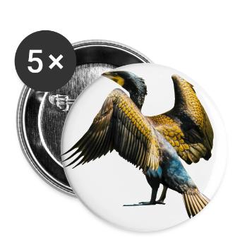 kormoran cormorant voegel birds animal tiere - Buttons groß 56 mm (5er Pack) - Weiß - Vorne