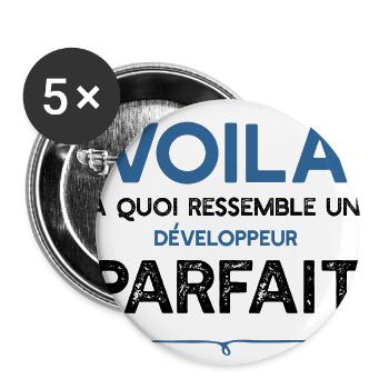 Un Développeur parfait métier cadeau - Lot de 5 grands badges (56 mm) - blanc - Devant