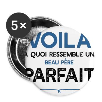 Un Beau père parfait métier cadeau - Lot de 5 grands badges (56 mm) - blanc - Devant