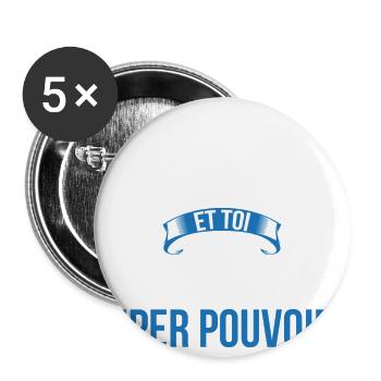 Coursier super pouvoir homme - Lot de 5 grands badges (56 mm) - blanc - Devant