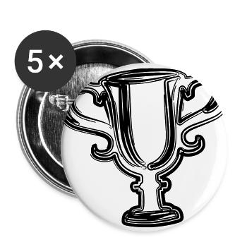 Sieger - Pokal - Trophäe - Buttons groß 56 mm (5er Pack) - Weiß - Vorne