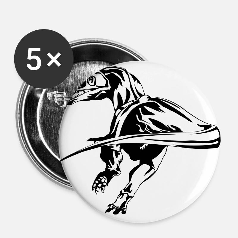 Dinosaur - Buttons large 2.2''/56 mm (5-pack) - white